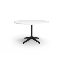 RAPIDLINE TYPHOON ROUND MEETING TABLE 1200D X 750MMH WHITE TOP ALL BLACK FRAME
