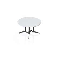 RAPIDLINE TYPHOON ROUND MEETING TABLE 1500D X 750MMH WHITE TOP ALL BLACK FRAME