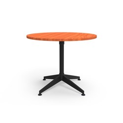 RAPIDLINE TYPHOON ROUND MEETING TABLE 900D X 750MMH CHERRY TOP ALL BLACK FRAME