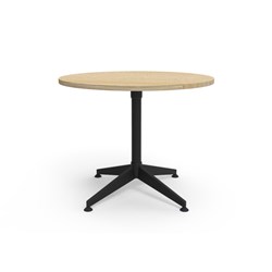 RAPIDLINE TYPHOON ROUND MEETING TABLE 900D X 750MMH OAK TOP ALL BLACK FRAME