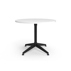 RAPIDLINE TYPHOON ROUND MEETING TABLE 900D X 750MMH WHITE TOP ALL BLACK FRAME