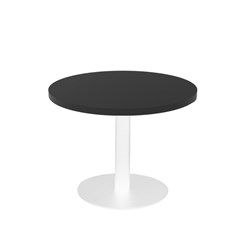 RAPIDLINE ESTILLO DISC BASE ROUND TABLE 600D X 755MMH BLACK TOP WHITE BASE