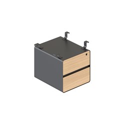 RAPIDLINE DELUXE INFINITY HANGING PEDESTAL 2 DRAWER 400W X 480D X 350MMH OAK AND BLACK
