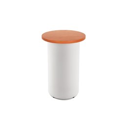 RAPIDLINE DRUM ROUND HIGH BAR TABLE 600D X 1050MMH CHERRY TOP WHITE BASE