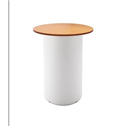 RAPIDLINE DRUM ROUND HIGH BAR TABLE 900D X 1050MMH BEECH TOP WHITE BASE