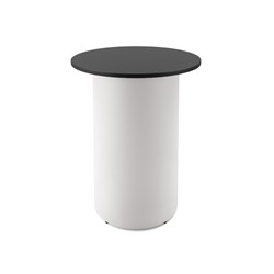 RAPIDLINE DRUM ROUND HIGH BAR TABLE 900D X 1050MMH BLACK TOP WHITE BASE