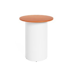 RAPIDLINE DRUM ROUND HIGH BAR TABLE 900D X 1050MMH CHERRY TOP WHITE BASE