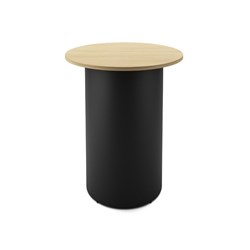 RAPIDLINE DRUM ROUND HIGH BAR TABLE 900D X 1050MMH OAK TOP BLACK BASE