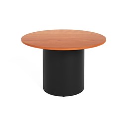 RAPIDLINE DRUM ROUND MEETING TABLE 1200D X 730MMH CHERRY TOP BLACK BASE
