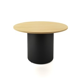 RAPIDLINE DRUM ROUND MEETING TABLE 1200D X 730MMH OAK TOP BLACK BASE