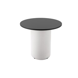 RAPIDLINE DRUM ROUND MEETING TABLE 900D X 730MMH BLACK TOP WHITE BASE