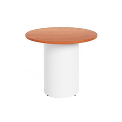 RAPIDLINE DRUM ROUND MEETING TABLE 900D X 730MMH CHERRY TOP WHITE BASE