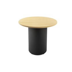 RAPIDLINE DRUM ROUND MEETING TABLE 900D X 730MMH OAK TOP BLACK BASE
