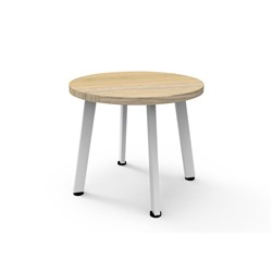 RAPIDLINE ETERNITY ROUND COFFEE TABLE 500D X 450MMH OAK TOP WHITE BASE