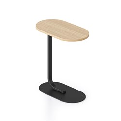 RAPIDLINE SELENE OVAL SIDE TABLE 550W X 340D X 600MMH OAK TOP BLACK BASE