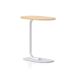 RAPIDLINE SELENE OVAL SIDE TABLE 550W X 340D X 600MMH OAK TOP WHITE BASE
