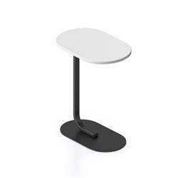 RAPIDLINE SELENE OVAL SIDE TABLE 550W X 340D X 600MMH WHITE TOP BLACK BASE