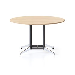 RAPIDLINE TYPHOON ROUND MEETING TABLE 1500D X 750MMH OAK TOP BLACK BASE
