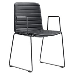 MIA VISITOR CHAIR SLED BASE WITH ARMS BLACK PU SEAT AND BACK