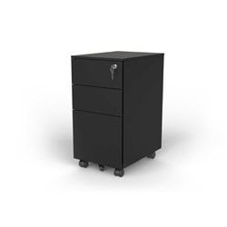 OLG AGILE SLIMLINE MOBILE PEDESTAL 2 DRAWER 1 FILE 300W X 450D X 600MMH BLACK