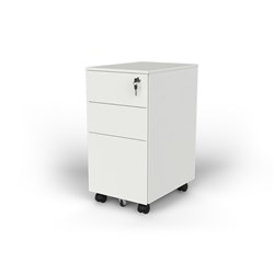 OLG AGILE SLIMLINE MOBILE PEDESTAL 2 DRAWER 1 FILE 300W X 450D X 600MMH WHITE