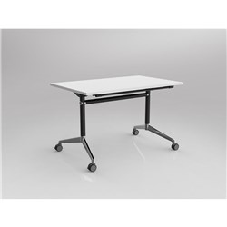 OLG MODULUS FLIP TABLE 1200W X 750D X 720MMH BLACK FRAME CHROME FEET WHITE TOP