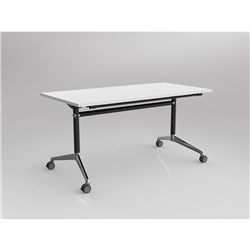 OLG MODULUS FLIP TABLE 1500W X 750D X 720MMH BLACK FRAME CHROME FEET WHITE TOP