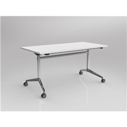 OLG MODULUS FLIP TABLE 1500W X 750D X 720MMH WHITE FRAME CHROME FEET WHITE TOP