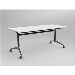 OLG MODULUS FLIP TABLE 1800W X 750D X 720MMH BLACK FRAME CHROME FEET WHITE TOP