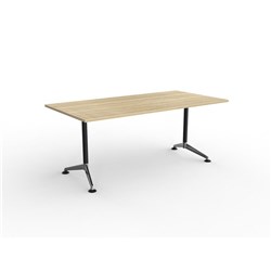 OLG MODULUS MEETING TABLE FIXED LEG 1800W X 900D X 720MMH NEW OAK TOP BLACK FRAME