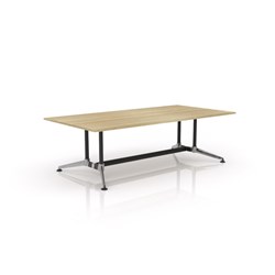 OLG MODULUS MEETING TABLE TWIN POST COLLAR LEG 1800W X 1200D X 720MMH OAK TOP BLACK FRAME