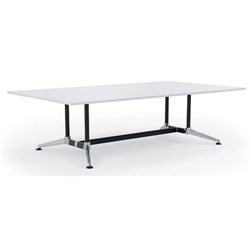OLG MODULUS MEETING TABLE TWIN POST COLLAR LEG 2400W X 1200D X 720MMH WHITE TOP BLACK FRAME