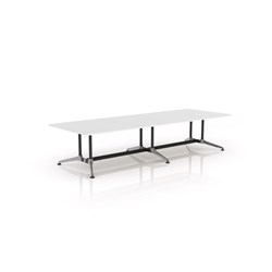 OLG MODULUS MEETING TABLE TWIN POST COLLAR LEG 3600W X 1200DX 720MMH WHITE TOP BLACK FRAME