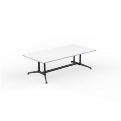 OLG MODULUS MEETING TABLE TWIN POST COLLAR LEG 2400W X 1200D X 720MMH WHT TOP ALL BLK FRAME