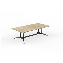 OLG MODULUS MEETING TABLE TWIN POST COLLAR LEG 2400W X 1200D X 720MMH OAK TOP ALL BLK FRAME