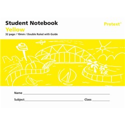 PROTEXT STUDENT NOTE BOOK 240 X 175MM DOUBLE RULED 10MM/GUIDE 32 PAGE YELLOW