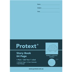 PROTEXT STORY BOOK 330 X 240MM QLD YEAR 1 1/2 RULED 24MM 1/2 PLAIN + MARGIN 64 PAGE ECHIDNA