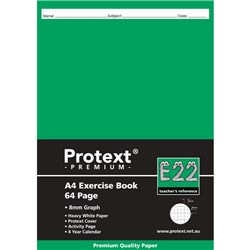 PROTEXT PREMIUM EXERCISE BOOK A4 64 PAGE 8MM GRAPH E22