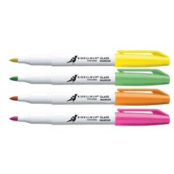 BIBBULMUN GLASS MARKERS BULLET 1-2MM ASSORTED BOX OF 4