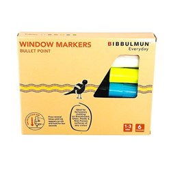BIBBULMUN WINDOW MARKERS BULLET 1-3MM ASSORTED BOX OF 6