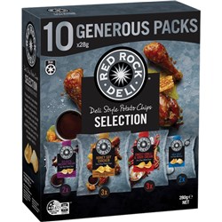 RED ROCK DELI STYLE POTATO CHIPS SELECTION BOX OF 10 280G