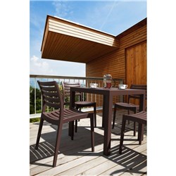 SIESTA ARES 80 5 PIECE OUTDOOR DINING SET WITH ARTEMIS ARM CHAIRS CHOCOLATE