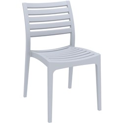 ARES HOSPITALITY DINING CHAIR INDOOR OUTDOOR USE STACKABLE POLYPROPYLENE SILVER GREY
