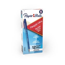 PAPERMATE FLEXGRIP ULTRA BALLPOINT PENS MEDIUM 1.0MM BLUE BOX OF 12