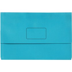 MARBIG SLIMPICK MANILLA DOCUMENT WALLET FOOLSCAP 30MM GUSSET LIGHT BLUE PACK OF 10