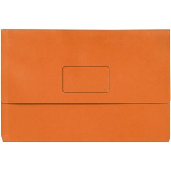 MARBIG SLIMPICK MANILLA DOCUMENT WALLET FOOLSCAP 30MM GUSSET ORANGE PACK OF 10