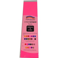 RAINBOW FLURO CREPE PAPER 500MM X 2.5M PINK