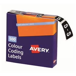 AVERY ALPHABET CODING LABEL S SIDE TAB 25X38MM DARK GREEN BOX OF 500