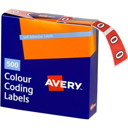 AVERY NUMERIC CODING LABEL 0 SIDE TAB 25X38MM PINK BOX OF 500