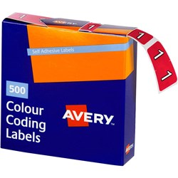 AVERY NUMERIC CODING LABEL 1 SIDE TAB 25X38MM MAGENTA BOX OF 500